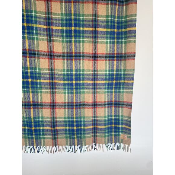 TETHEROW Plaid Wool Blanket Strathmore Woolen Company Scotland 57" x 67" Tassel - Picture 7 of 7